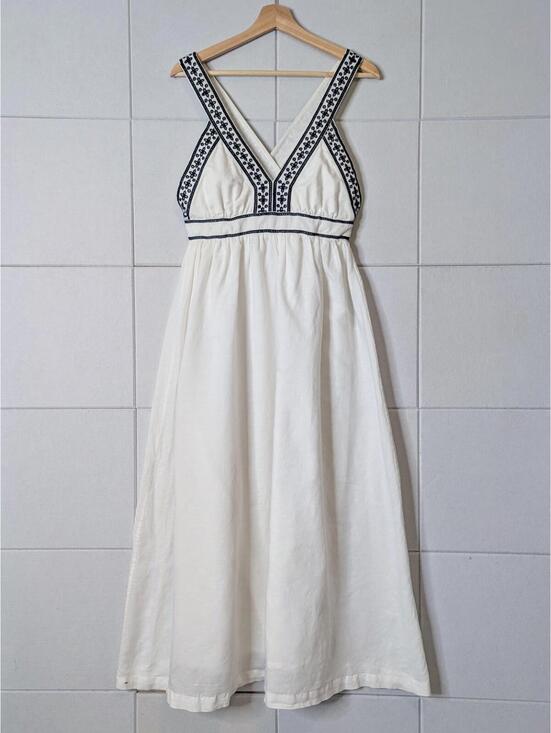 J. Crew Dresses & Skirts - J. Crew linen cotton empire waist embroidered maxi dress